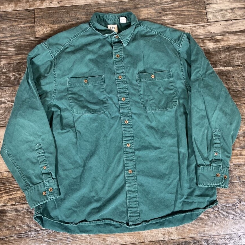 Blue green Gap bottom up shirt
